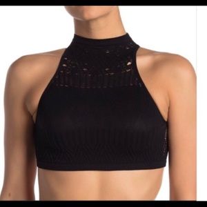 FREE PEOPLE “Intimately” black stretch lace top XS FUN SEXY